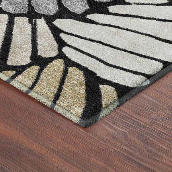 Mayfield Premium Machine Washable Abstract AMF2384 Black 9 ft. x 12 ft. Area Rug