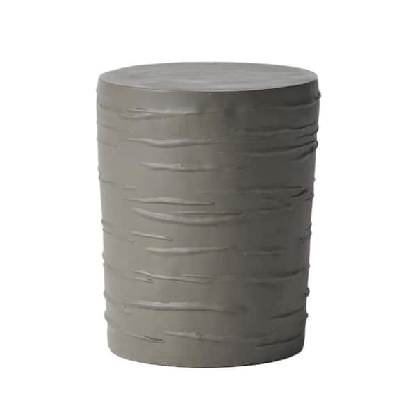 Noble House Maryellen Light Gray Lightweight Concrete Cylinder Outdoor Patio Side Table
