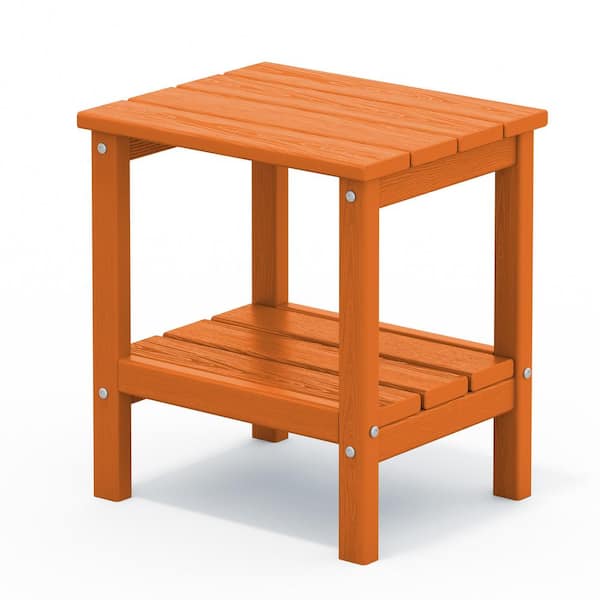 JEAREY Orange Rectangle Resin Outdoor Side Table