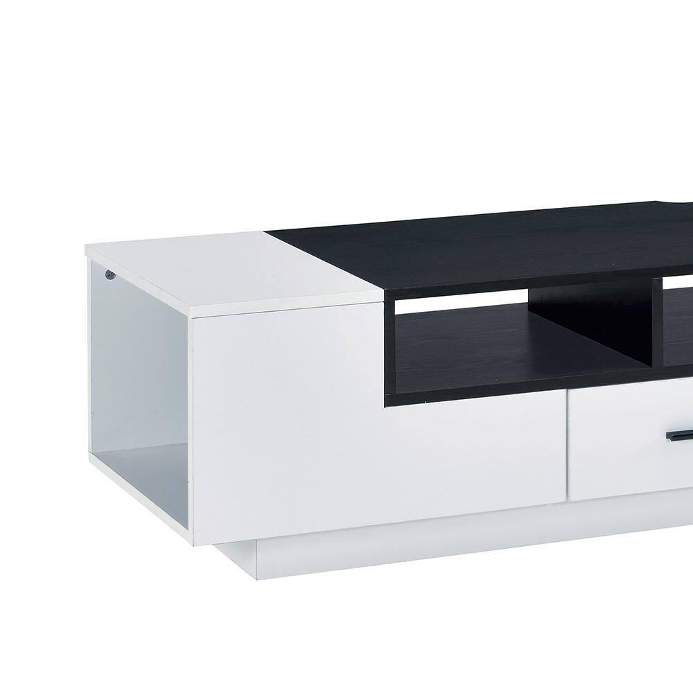 Black and White 69" Modern TV Stand with Cabinet