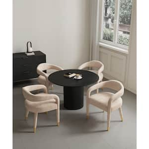 Hathaway and Aspen 5-Piece Round Black and Gold Dust Ash Wood Top Dining Room Set Seats 4