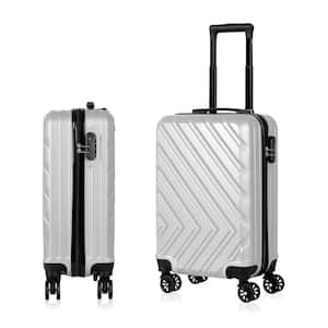 Carry On Luggage, 20" Hardside Suitcase ABS Spinner Luggage with Lock - Arrow in Silver