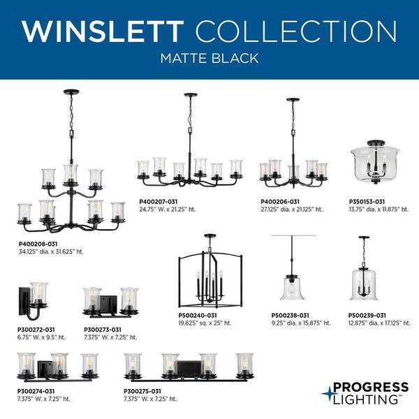 Progress Lighting Winslett 5-Light Matte Black Coastal Chandelier