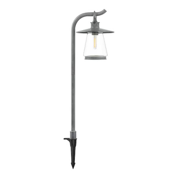 Hampton Bay Gavinton Low Voltage Pewter Hardwired Weather Resistant Path Light with Integrated LED (1-Pack)