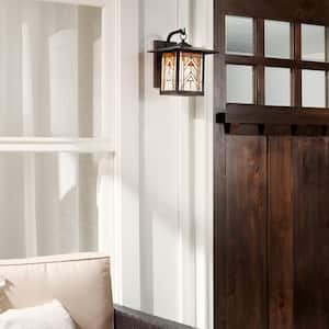Foss 1-Light Oil Rubbed Bronze Outdoor Stained Glass Wall Lantern Sconce