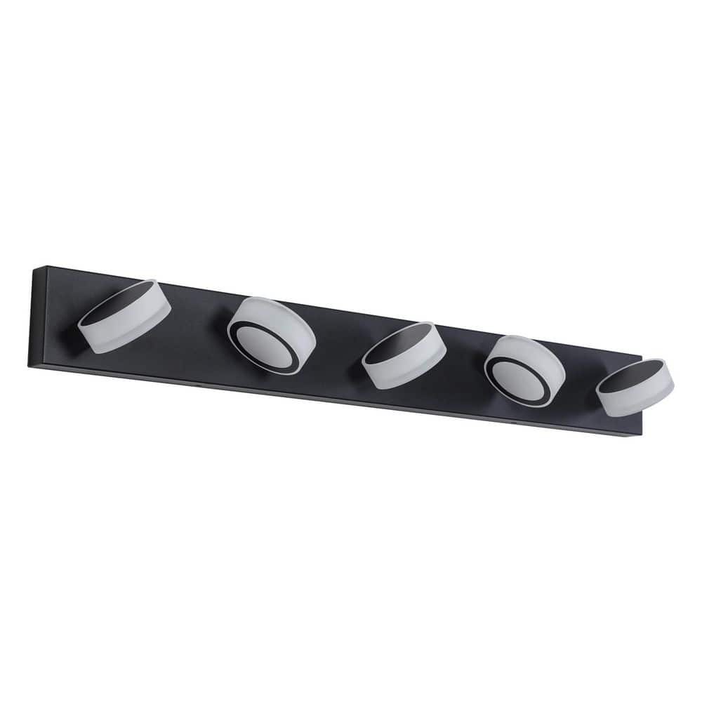 37 in. 5-Light Modern Black LED Vanity Light Bar with Acrylic Shades for Mirror, Shower, and Bathroom Decor price history on PriceWatchPro