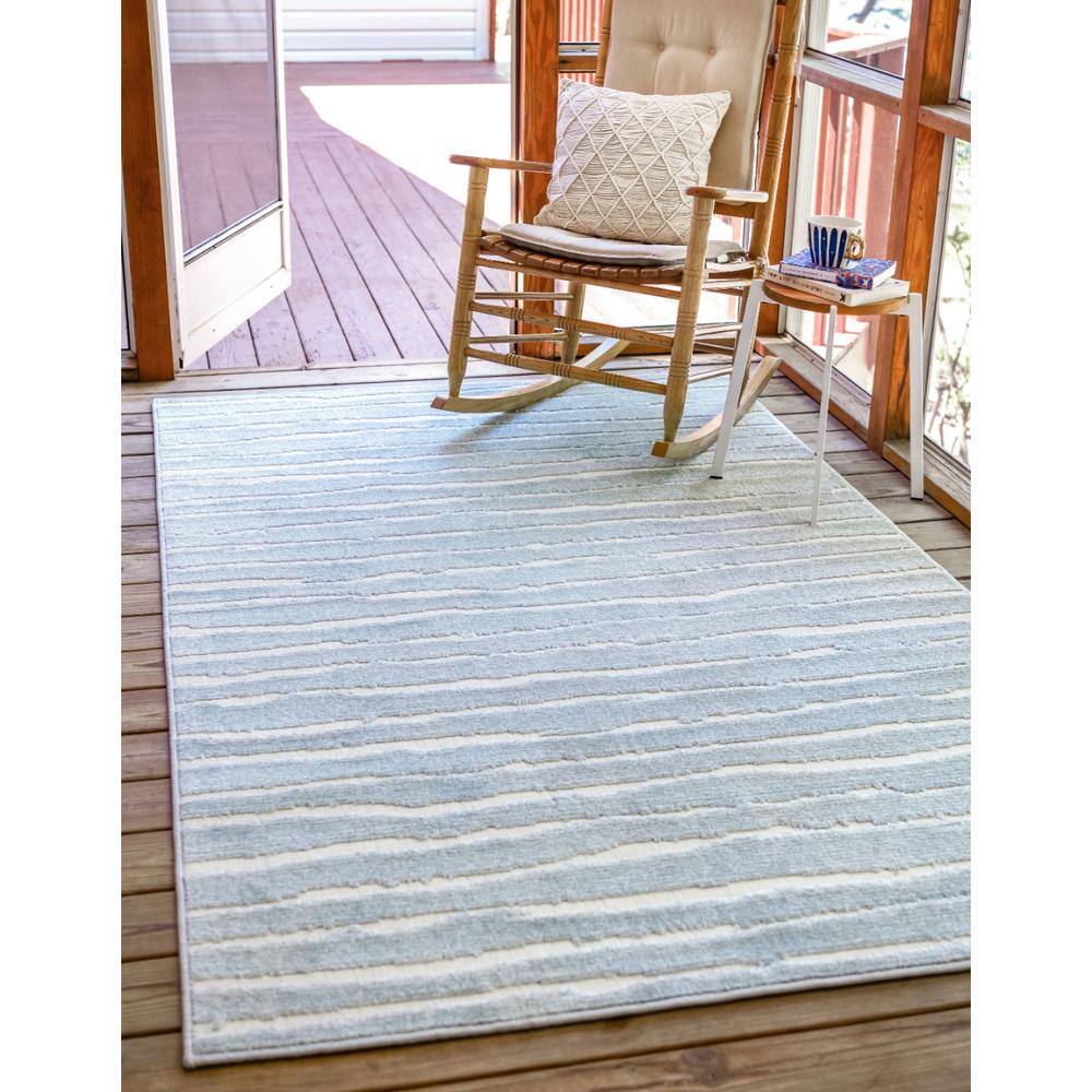 Light Blue Rectangular Synthetic Outdoor Area Rug