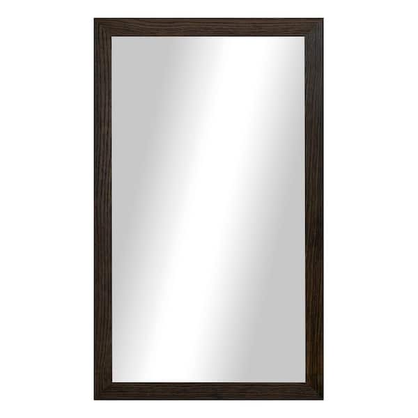 2 in Ebony Frame (30 in. W x 19 in. H) Oak Hardwood Rectangle Wall Mirror