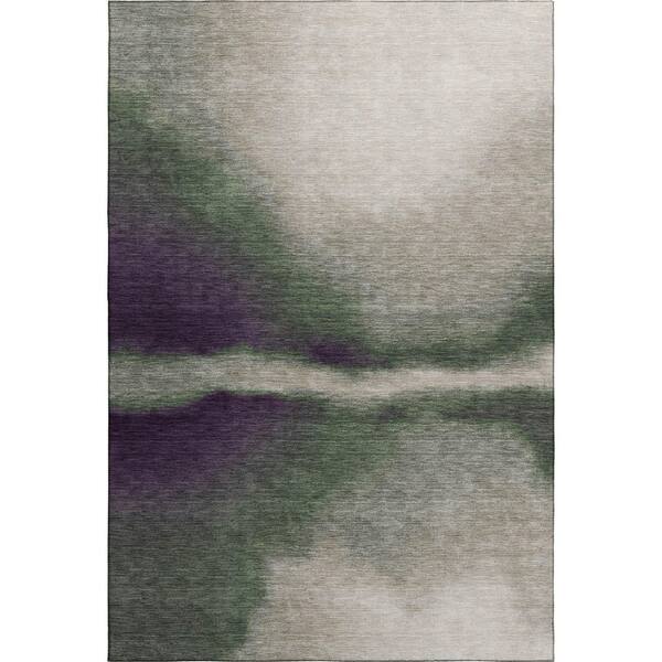 Mayfield Premium Machine Washable Abstract AMF2419 Fern 10 ft. x 14 ft. Area Rug