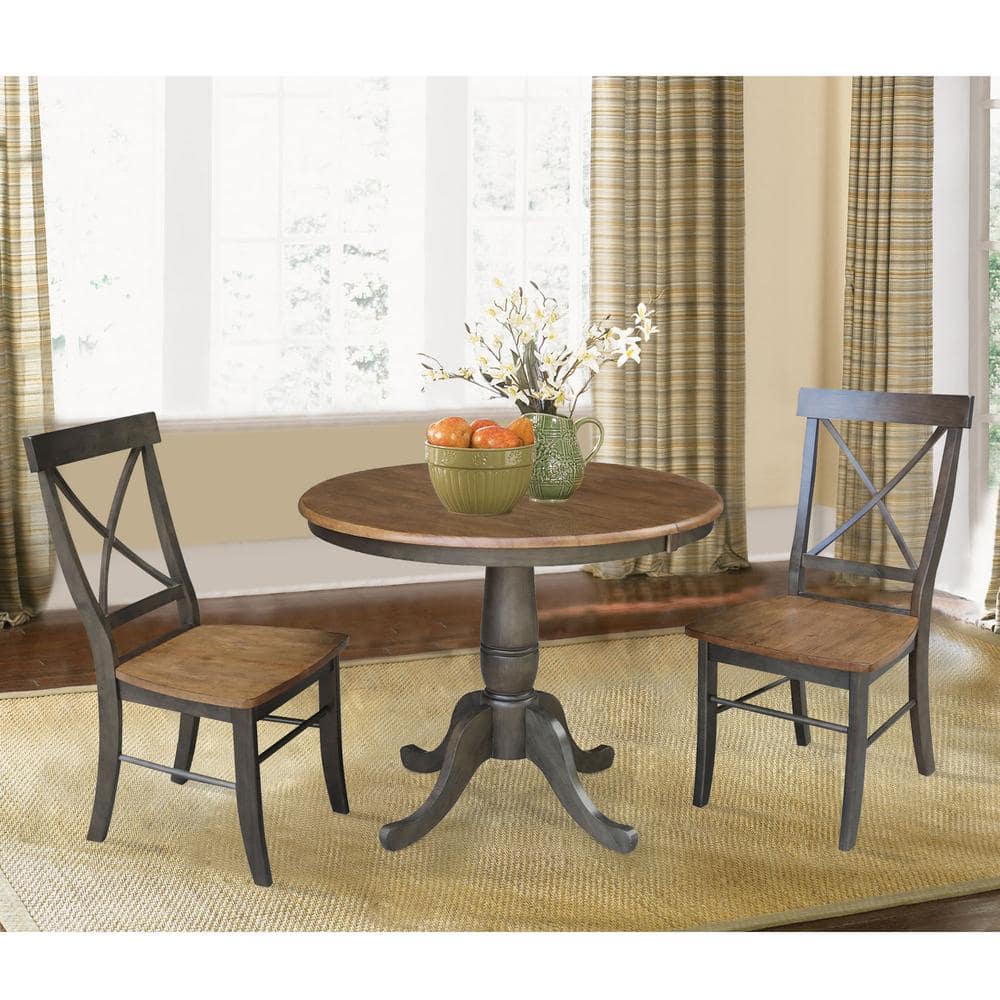 Black Cross Back Solid Wood Side Chair Set