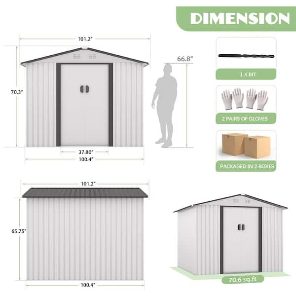 JAXPETY 8 ft. W x 8 ft. D Large Metal Outdoor Storage Shed JAXPETY 8 ft. W x 8 ft. D Large Metal Outdoor Storage Shed