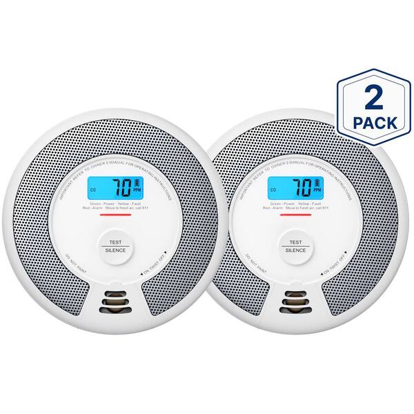 10-Year Battery Smoke and CO Alarm with LCD Display and LED Light 2 Pack SC07