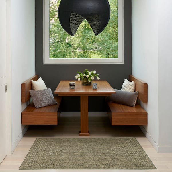 Tulum Olive 3 ft. x 5 ft. Linear Contemporary Area Rug