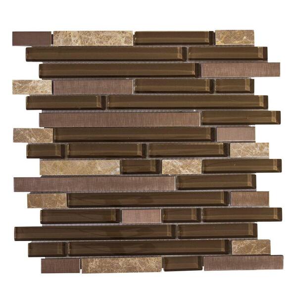 Jeffrey Court Bronze Age 11.75 in. x 13 in. x 8 mm Interlocking Glass/Stone/Metal Mosaic Tile