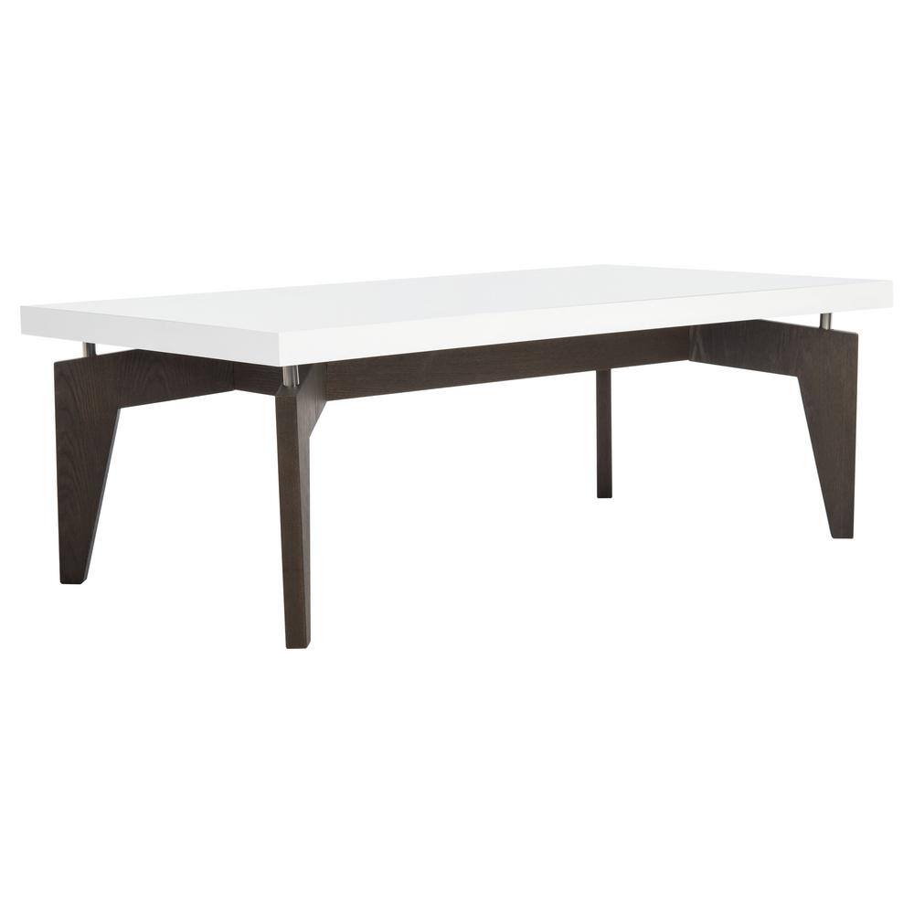 43'' Transitional Floating Top Coffee Table in White & Dark Brown