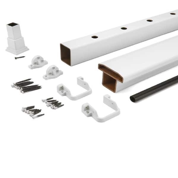 6 ft. x 36 in. Select Horizontal T-Rail Kit with Round Aluminum Balusters Full Span - Classic White