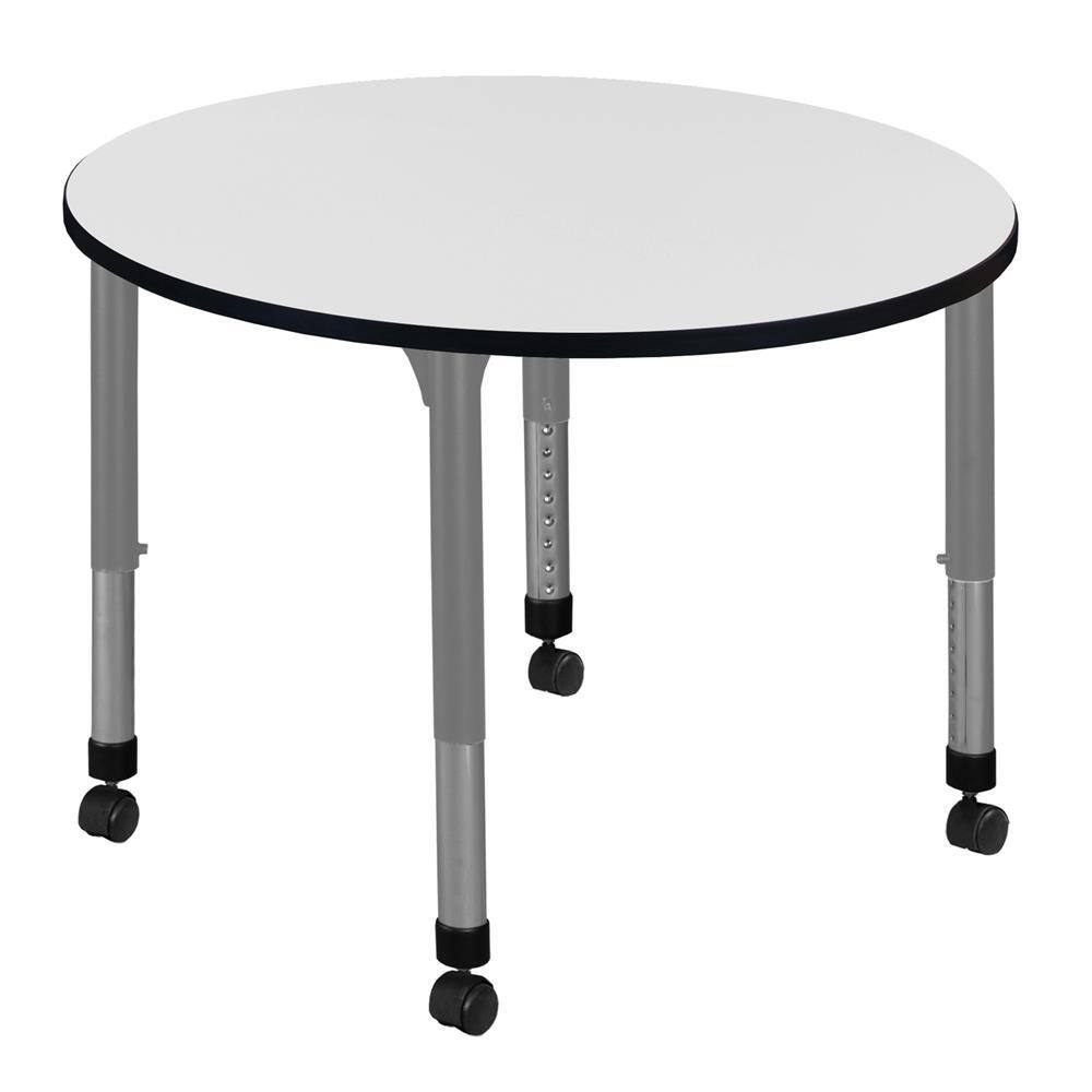 Kee 42 in. Round White Composite Classroom Activity Desk with Adjustable Height