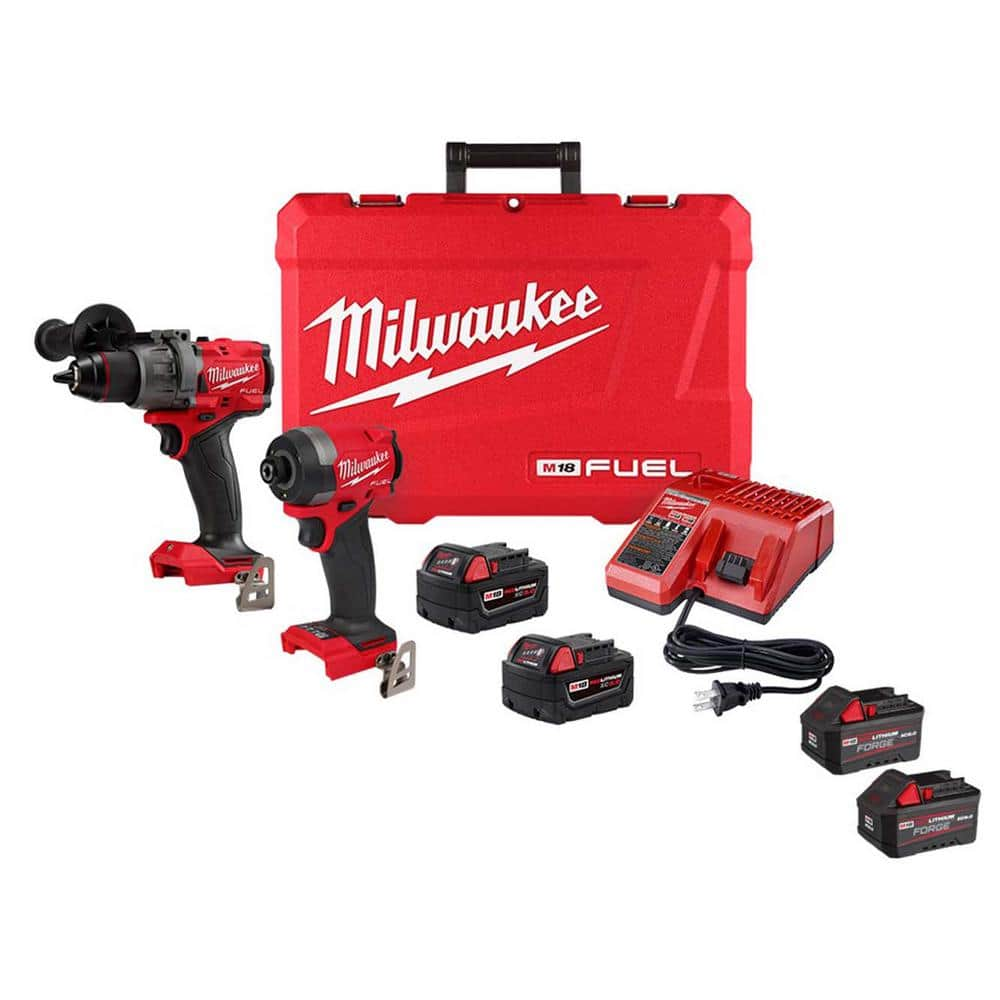 M18 FUEL 18V Lith-Ion Cordless Hammer Drill/Impact Driver Combo Kit (2-Tool) w/2 Batteries w/(2) 6 Ah FORGE Batteries -  Milwaukee