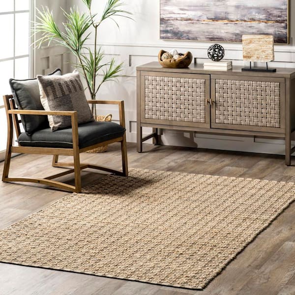 8 ft. x 10 ft. Natural Gillie Casual Striped Jute Blend Area Rug
