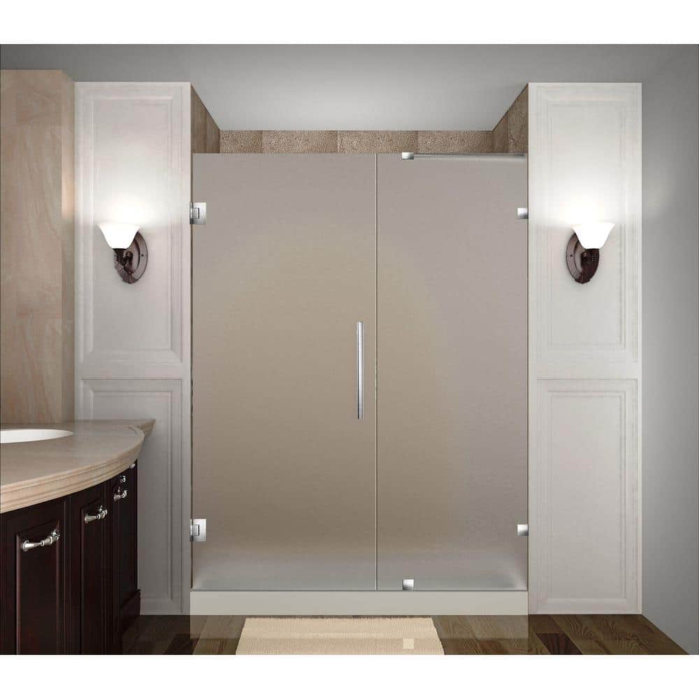 Nautis 66 in. x 72 in. Completely Frameless Hinged Shower Door with Frosted Glass in Stainless Steel price history on PriceWatchPro