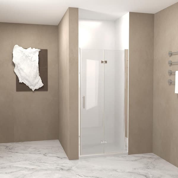 28 in. W x 72 in. H Bifold Frameless Shower Door in Chrome with 1/4 in. (6 mm) Clear Tempered Glass