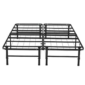 Black 14" Full Bed Frame Heavy Duty Foldable Bed Frame Folding Bed Frame with Steel Metal Slats Mattress Foundation