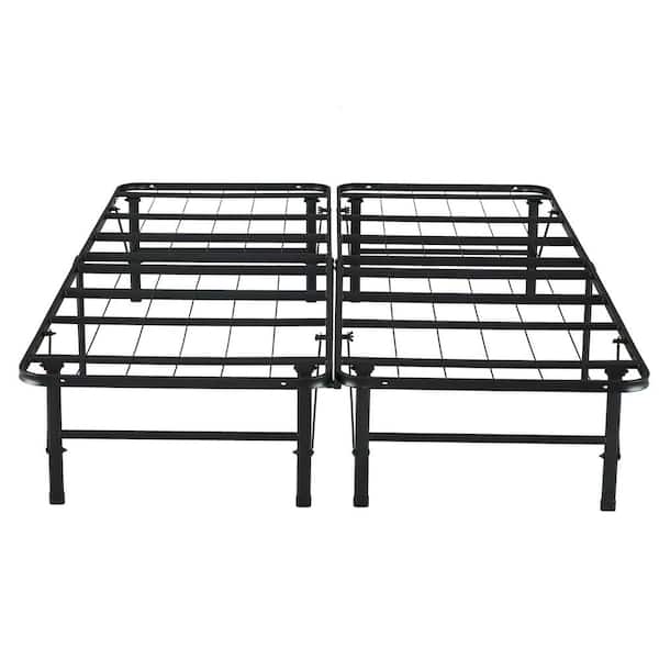 Black, Foldable Metal Bed Frame, Full, Platform Bed - Mattress Foundation - Box Spring Replacement
