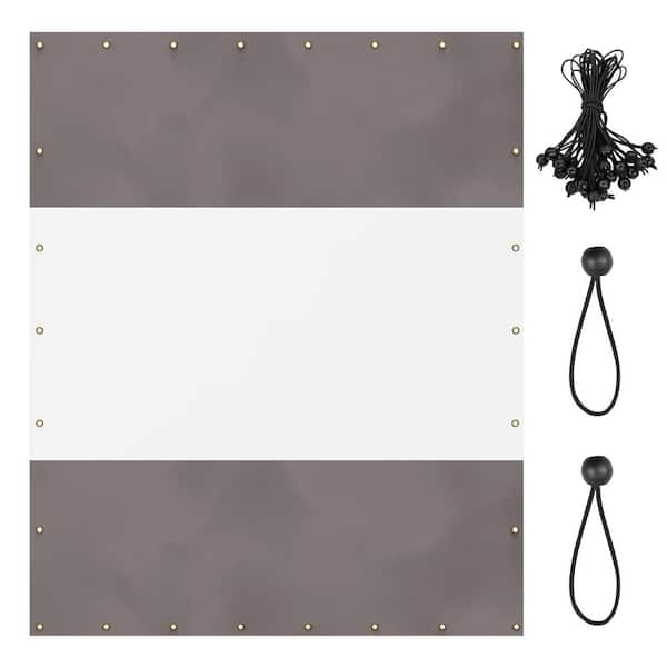 ATENGNES 10 ft. H x 8 ft. W Outdoor Gray Winter 18 oz. Waterproof Clear PVC Panel Curtain Heavy Duty Privacy Screen