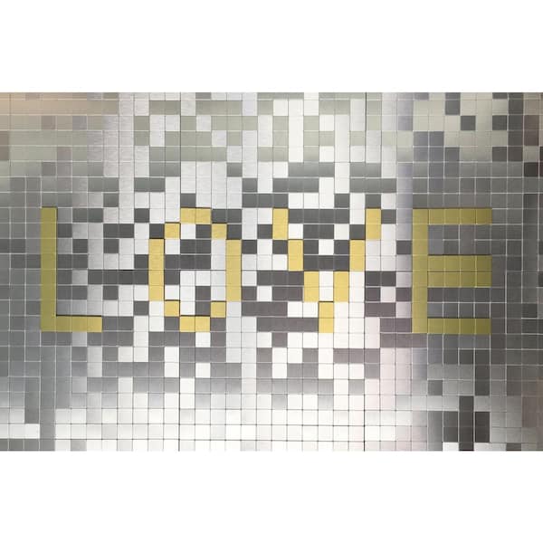 Square Mosaic Tile Silver 12 in. x 12 in. PVC Peel and Stick Tile Backsplash (5-sq.ft./Case)