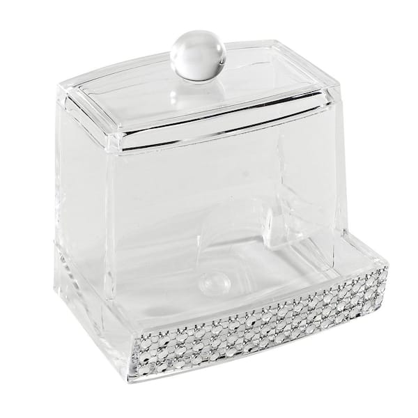 Laura Ashley 3.54 in. x 3.15 in. x 3.74 in. Q-Tip Box in Pave Diamond Design