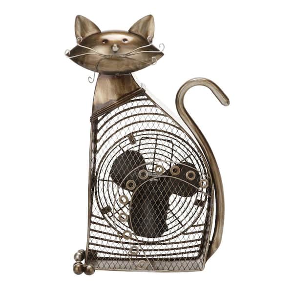 Deco Breeze 17.5 in. Cat Shaped Decorative Figurine Fan