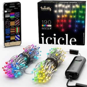 16 ft. 190-count App-controlled LED RBG and White Christmas Icicle Lights