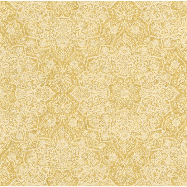Walls Republic Large Whimsical Ornamental Wallpaper ( Dry Strippable/ Double Roll ) Yellow Paper Strippable Roll (Covers 57 sq. ft.)