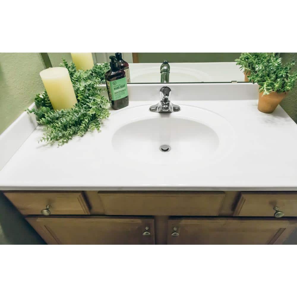 White Cultured Marble Bathroom Side Splash 21.5 Inches