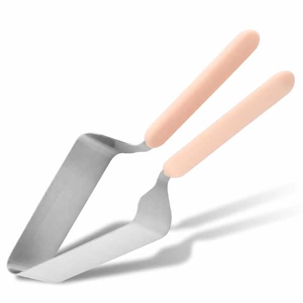 Stainless Steel Adjustable Cake Cutter and Server with Double Handle, PP Non-Slip Grip, Pink Cutter