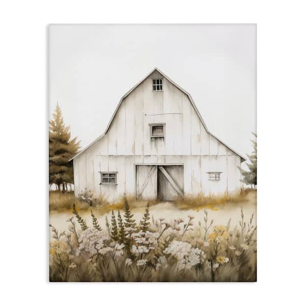 Stupell Industries Blooming Country Barn Garden by Arlington Prints Unframed Architecture Graphic Art Print 20 in. x 16 in.