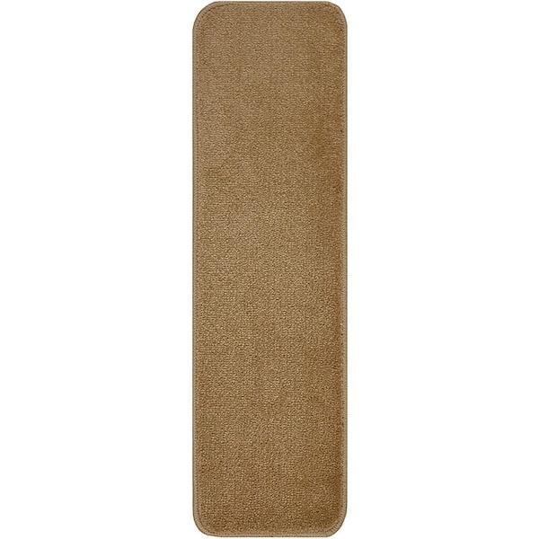 RugStylesOnline Trendy Camel Beige 8-1/2 in. x 30 in. Indoor Carpet Stair Treads Slip Resistant Backing (Set of 3)