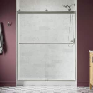 Claro 57-60 in. W x 74 in. H Frameless Sliding Shower Door in Brushed Nickel with 1/4 in. Thick Crystal Clear Glass