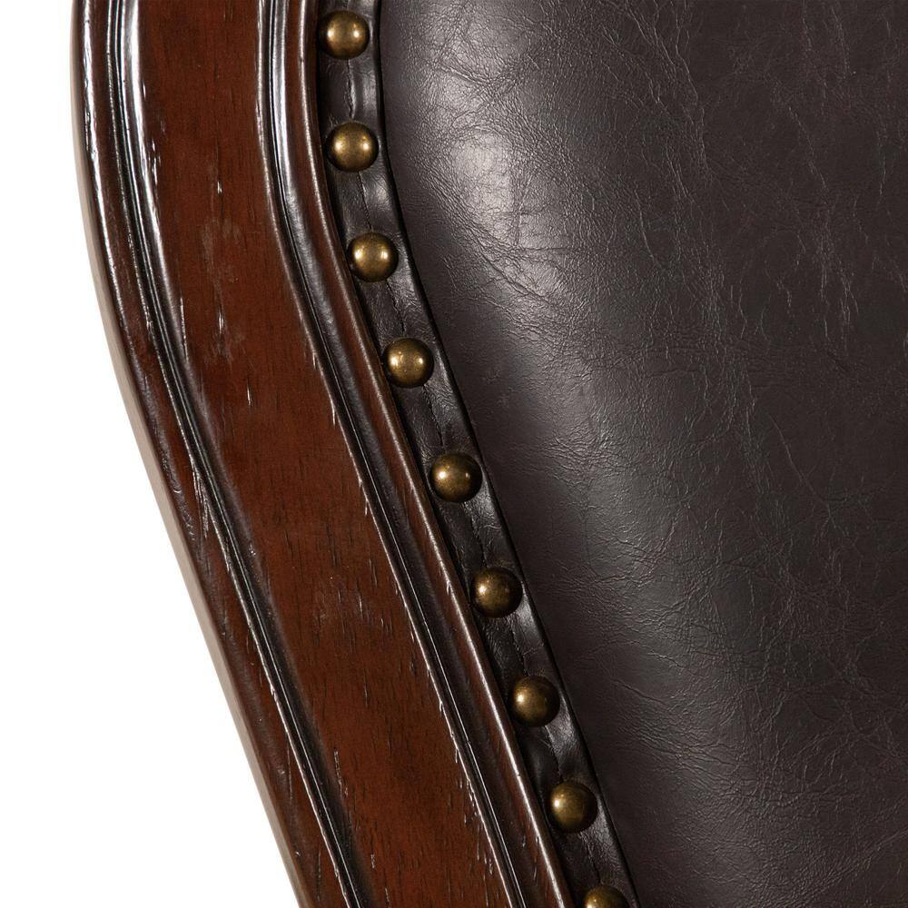 High Back Cherry Faux Leather Upholstered Side Chair