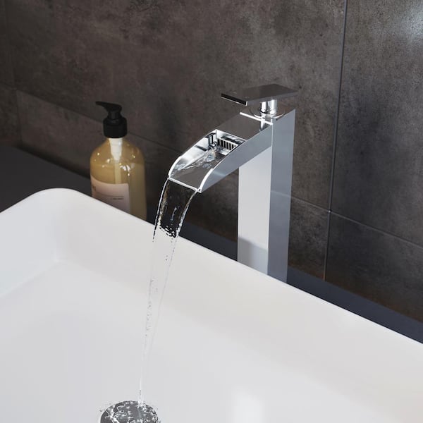 Swiss Madison Concorde Single-Handle Single-Hole High Arc Waterfall Bathroom Faucet in Polished Chrome