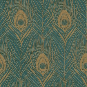 Blue Bold Art Deco Fan Wallpaper R8373, Size: Double Roll