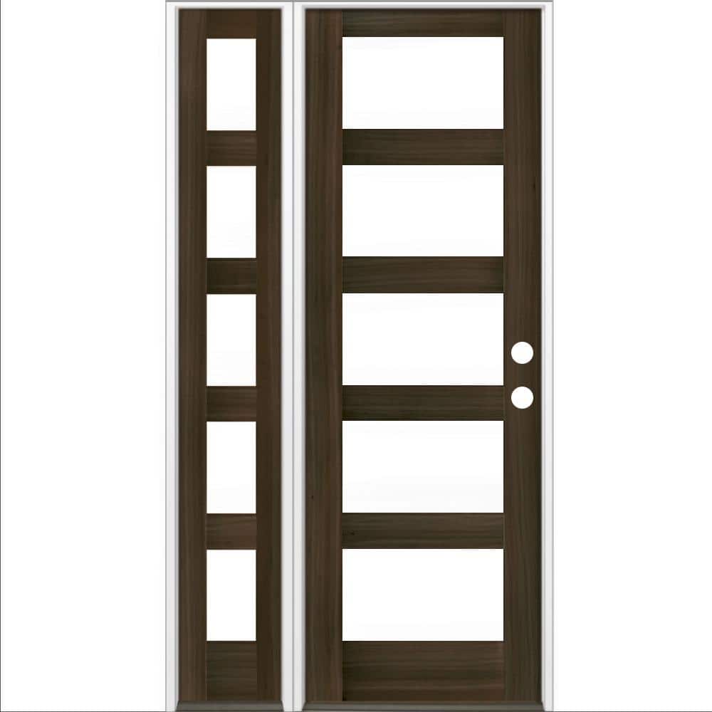 46 in. x 96 in. Modern Hemlock Left-Hand/Inswing Clear Glass Black Stain Wood Prehung Front Door with Left Sidelite price history on PriceWatchPro