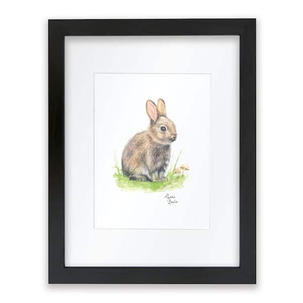 Unbranded Woodland Tinies "Rabbit" by Alyssa Lewis Individual Black Framed with Mat Animal Art Print 14 in. x 11 in.