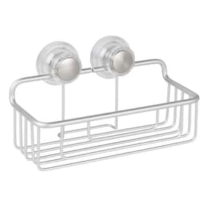 Metro Aluminum Turn-N-Lock Shower Caddy Suction Basket in Silver