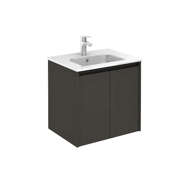 Sansa 24 in. W x 18 in. D 2/Doors Vanity in Anthracite with Ceramic White Basin