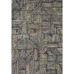 Bowery Midnight/Taupe 4 ft. x 6 ft. Contemporary Geometric Area Rug