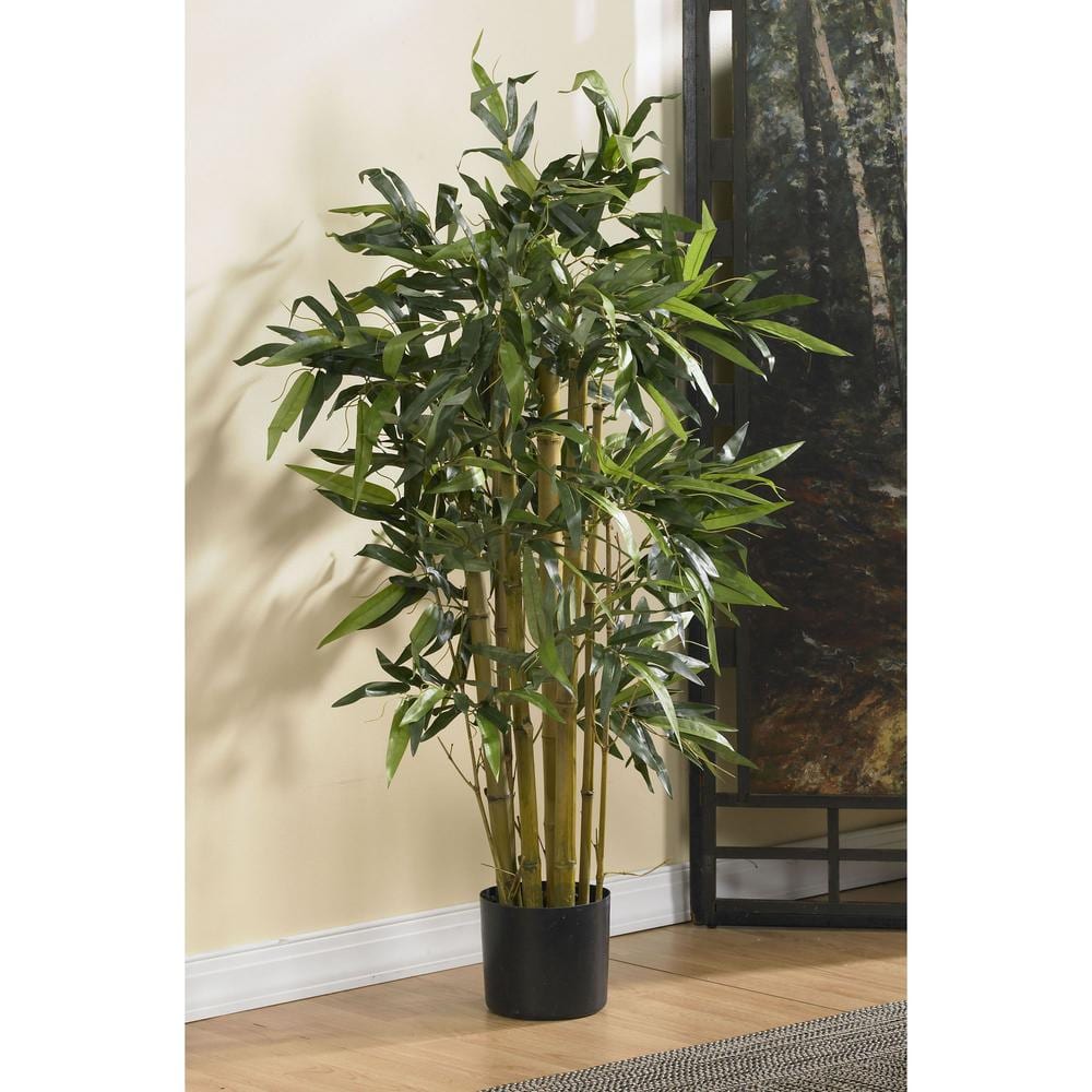 Elegant 3ft Green Silk Bamboo in Black Planter