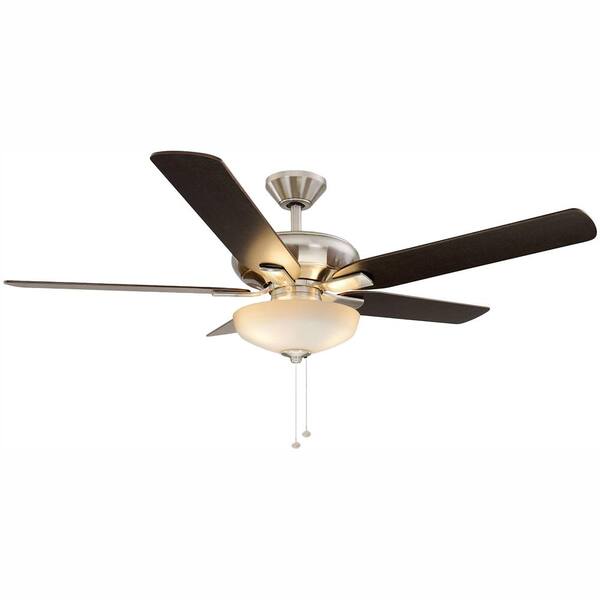 Hampton Bay Holly Springs Low Profile 52" LED Indoor Brushed Nickel Ceiling Fan 