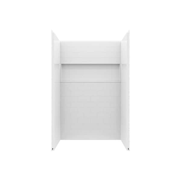 NexTile 48 in. W x 36 in. D x 74 in. H 4-Piece Direct-to-Stud Composite Alcove Shower Wall Surround in White