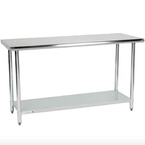 Adjustable Gray Stainless Steel 30 in. Kitchen Prep Table with Undershelf